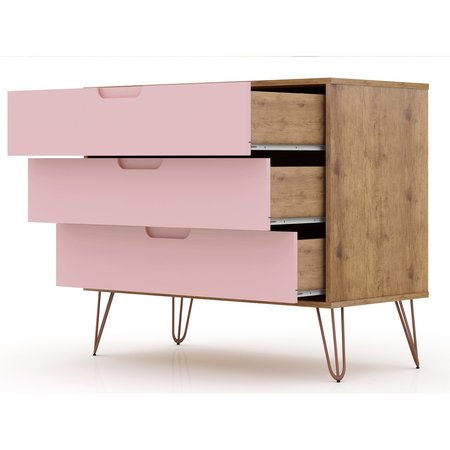 Manhattan Comfort Rockefeller Dresser in Nature and Rose Pink (Set of 2) 2-103GMC6
